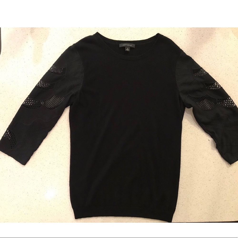 Ann Taylor Black Sweater Top Size Medium